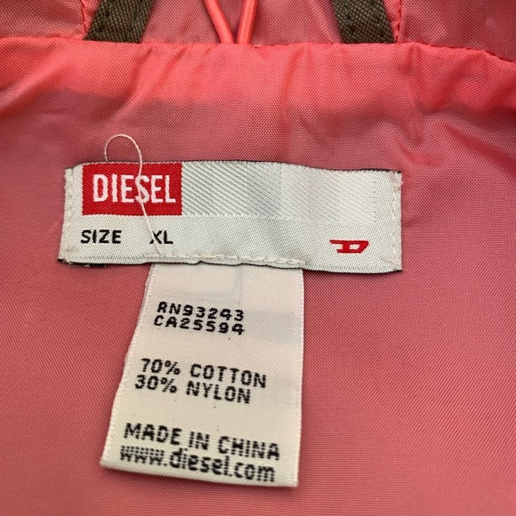 Diesel long khaki cotton cargo hooded winter vest windbreaker jacket hoodie coat - Picture 10 of 16